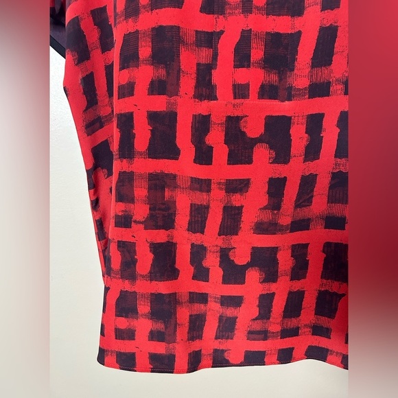 Lafayette 148 Womens 100% Silk Print Tunic Shirt Size S Red Black Short Sleeve - Picture 5 of 11